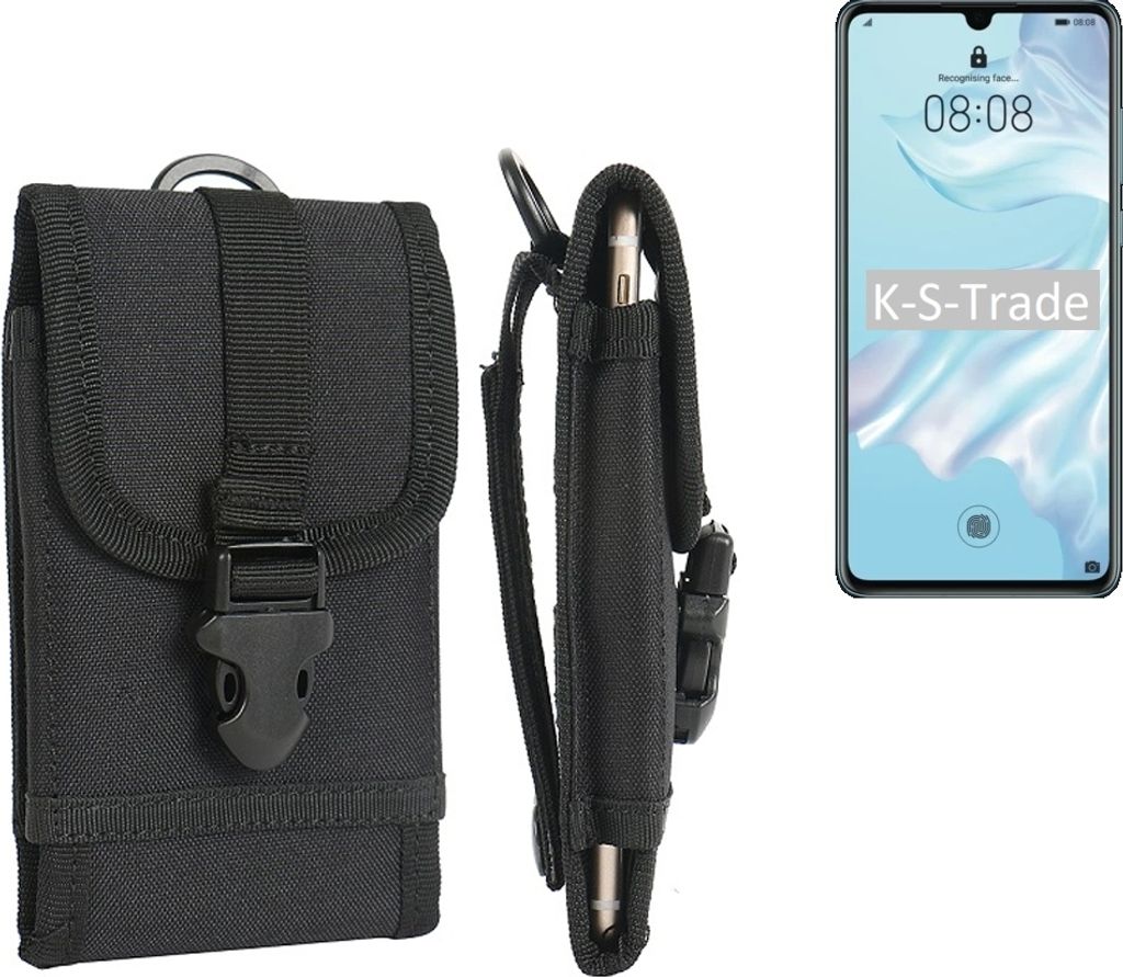 K-S-Trade Holster Handy Hülle kompatibel mit Huawei P30 Pro Holster Handytasche Gürtel Tasche Schutz Hülle Robust Outdoor schwarz