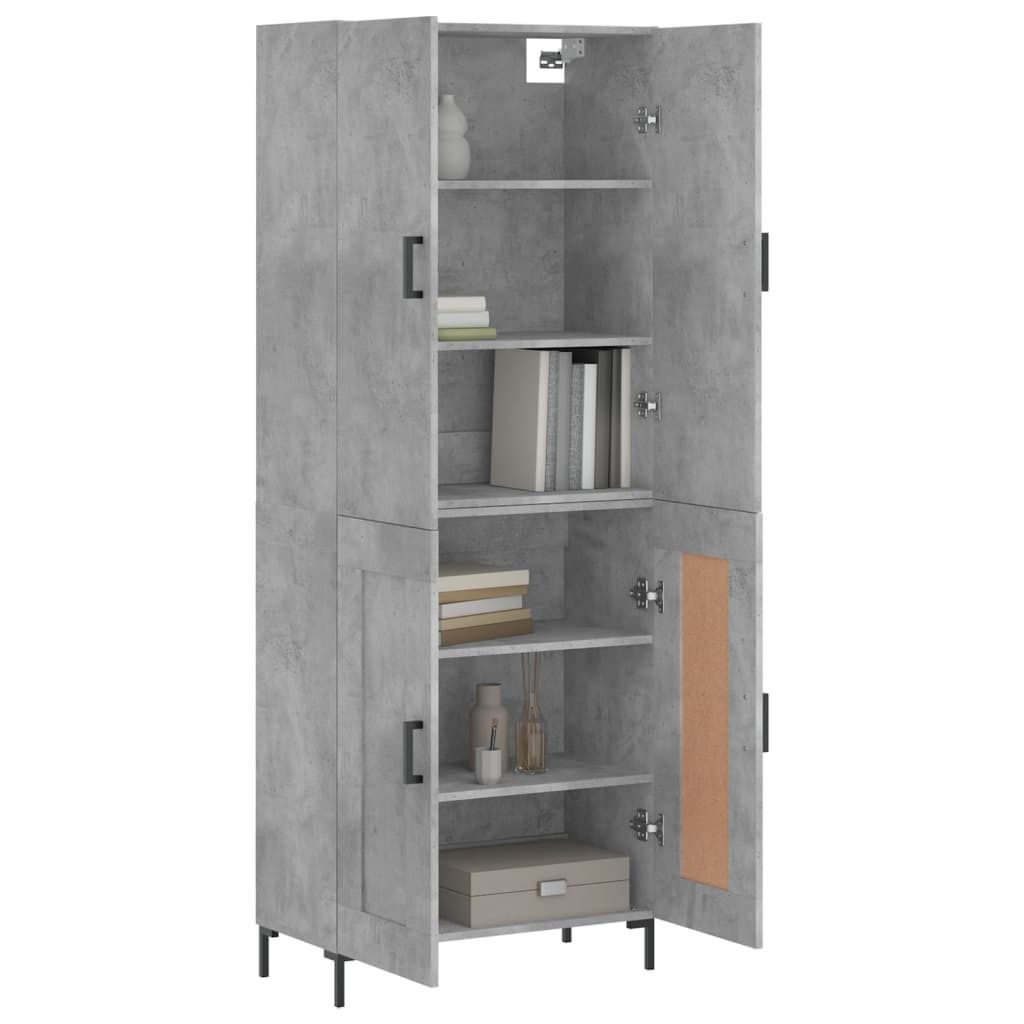 Möbel Highboard Modernes Design - Mehrzweckschrank Anrichte - Kommde für Flur - Betongrau 69,5x34x180 cm Holzwerkstoff Top3152668