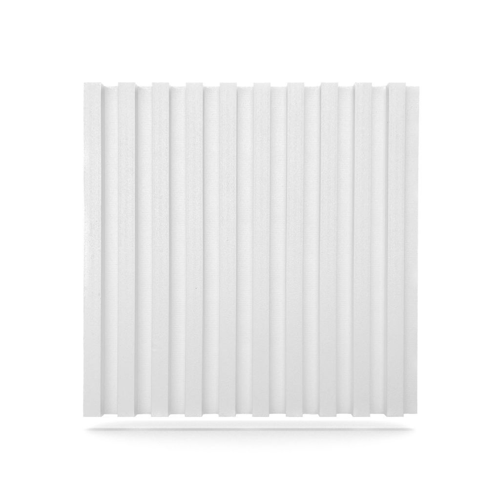 A white, fluted panel is shown against a white background.