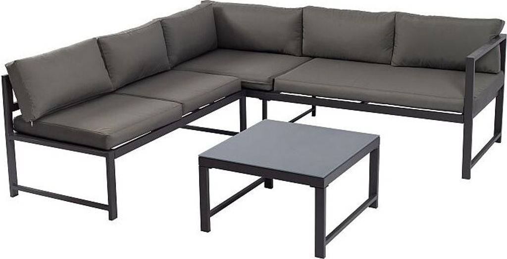 Loungeset Ecksofa mit Liegefunktion und Tisch, Aluminium