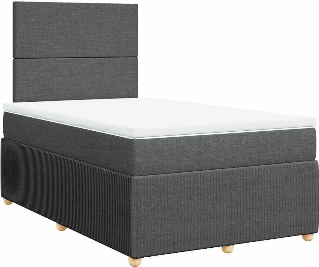 vidaXL Boxspringbett mit Matratze Dunkelgrau 120x190 cm Stoff