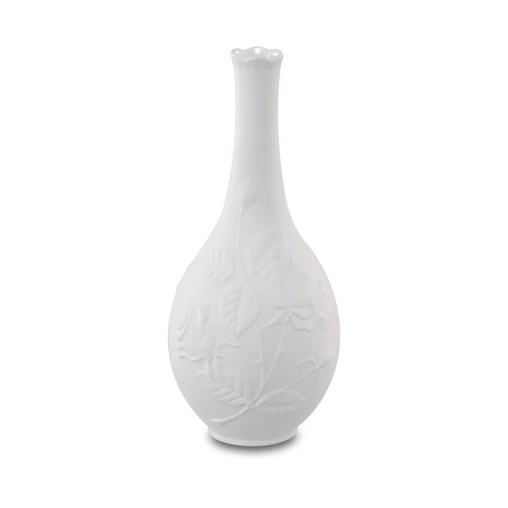 Grand vase blanc Rosengarten Kaiser 21 cm en porcelaine fine travaillée