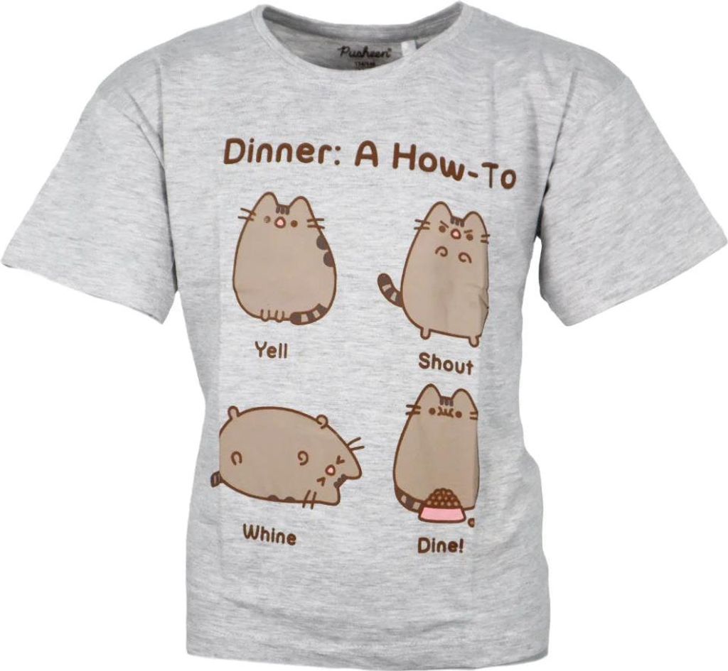 Pusheen The Cat die Katze Mädchen kurzarm T-Shirt Shirt – Grau / 134/140