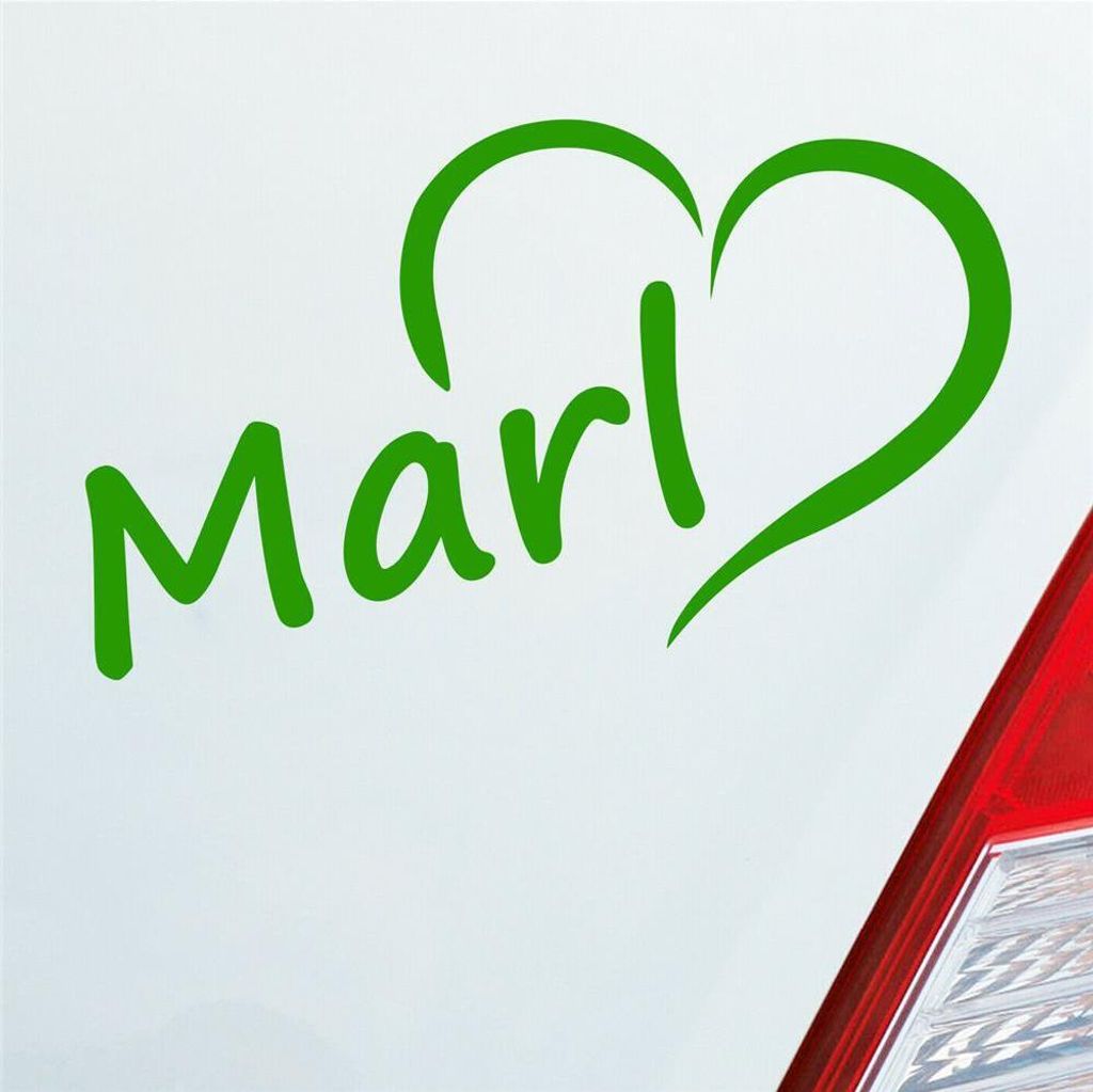 Auto Aufkleber Marl Herz Stadt City Liebe Ruhrgebiet 14,5x8 cm Hellgrün Sticker Heckscheibenaufkleber