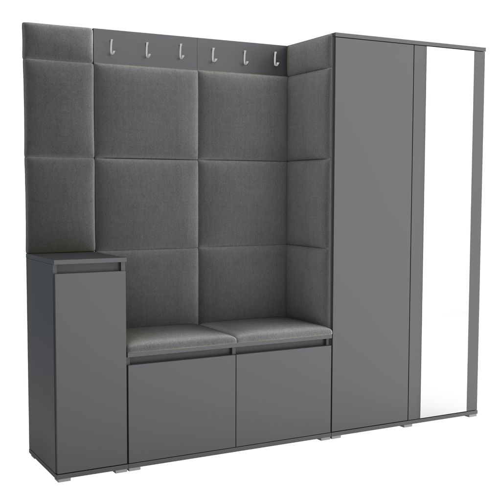Garderobe LUTON 8 ANTHRACITE 33 - Farbe: anthrazit, moderne Garderobe 40x220x186 cm, funktionelle Lösung für den Flur, Garderobe, Möbel für den...