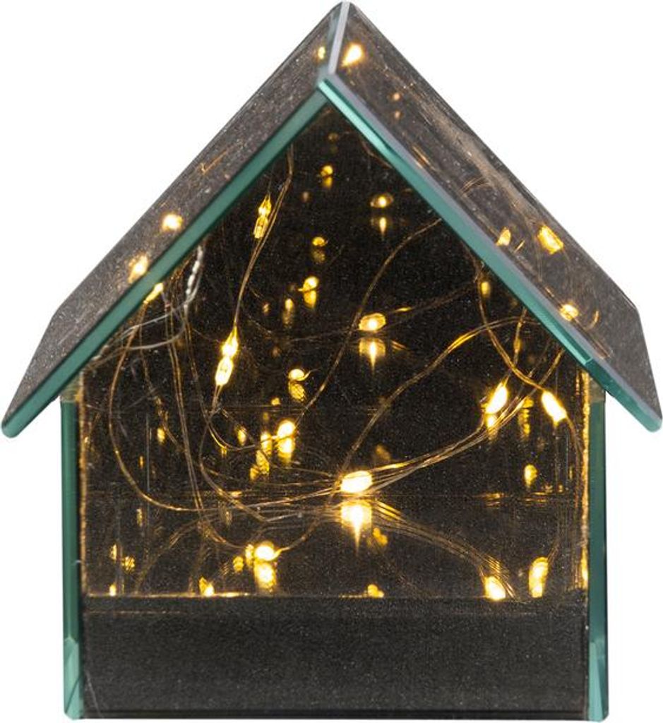 Haus mit 10 LEDs - ca. 12 x 11 x 11,5 cm