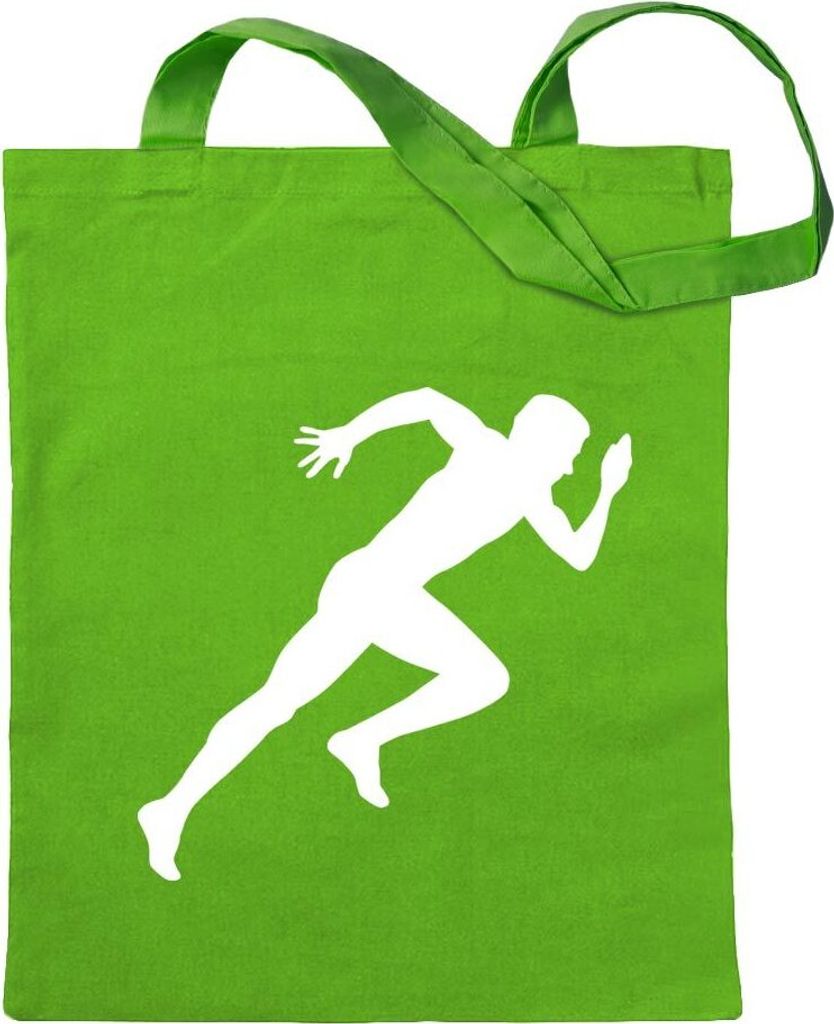 Kiwistar - Baumwolltasche - hellgrün - Läufer Marathon Sprint - Tragetasche Stoffbeutel Umhängetasche Langer Henkel