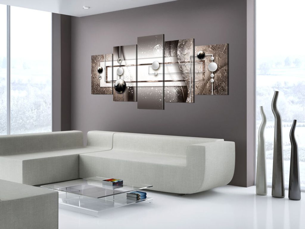 Akustikbild Abstrakt geometrisch 200x100 cm Bilder Akustikschaum Hochleistungsschallabsorber Schallschutz Leinwand 5 tlg Wandbild Raumakustik Schal...