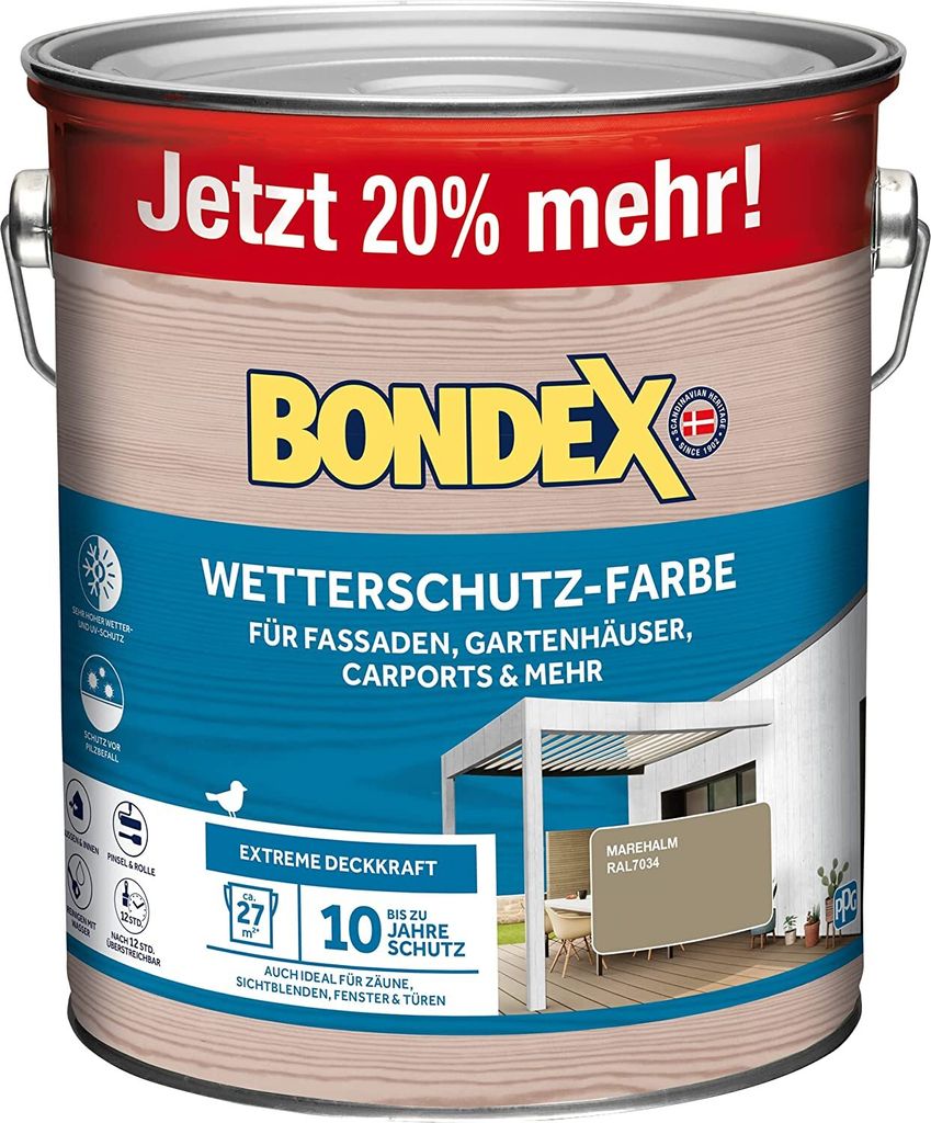 Bondex Wetterschutz-Farbe RAL 7034 Marehalm (Braun) - 3 l Produktbild 