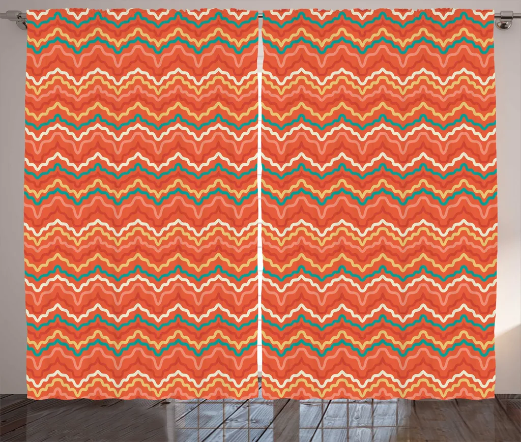 Rideau Design Lignes Ondulées Multicolore Sienne avec Système d'Attache