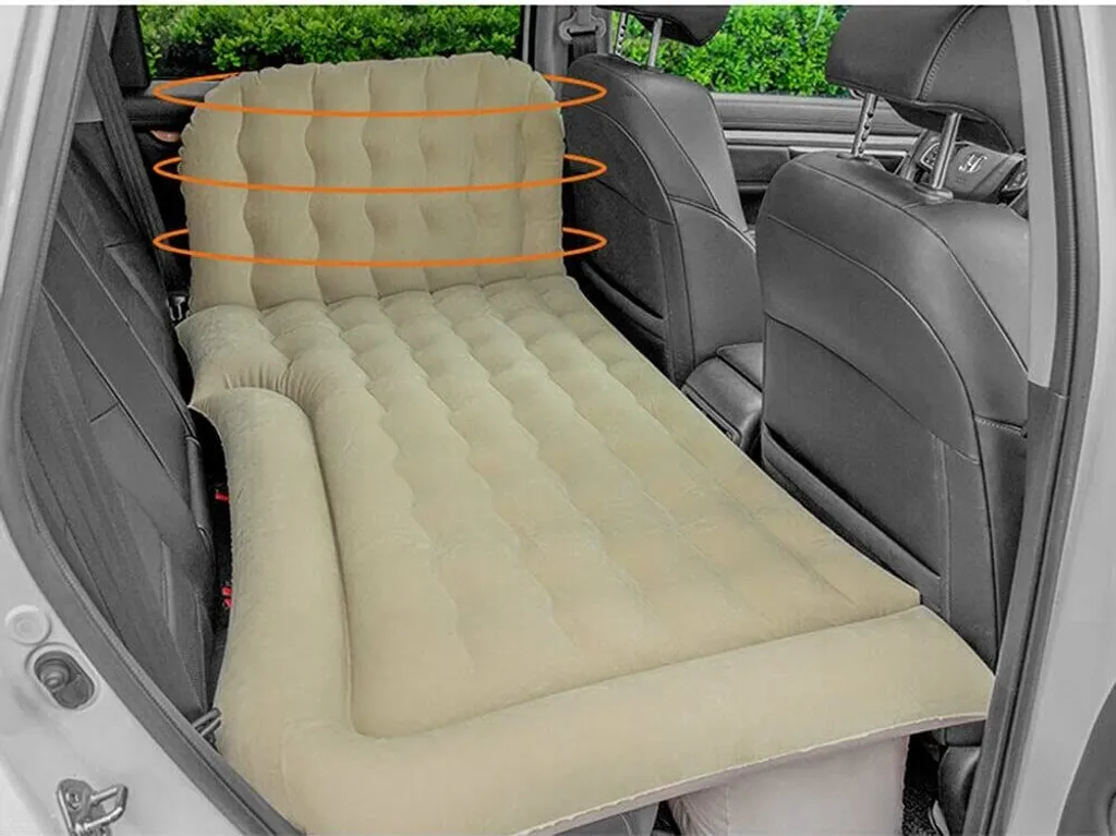 Matelas gonflable PVC voiture avec pompe à air électrique SUV - Beige