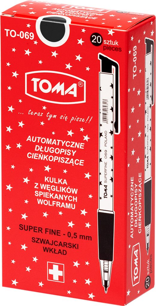 Penna a sfera superfine aut. 0,5 mm nero (20 pz) TOMA Immagine del prodotto 