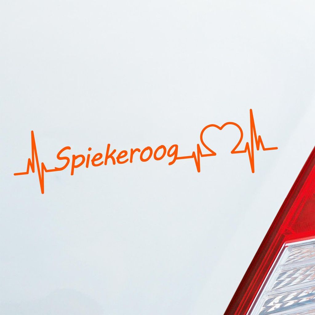 Auto Aufkleber Spiekeroog Herz Puls Insel Island Nordsee Liebe Love 19x5 cm Orange Sticker Heckscheibenaufkleber