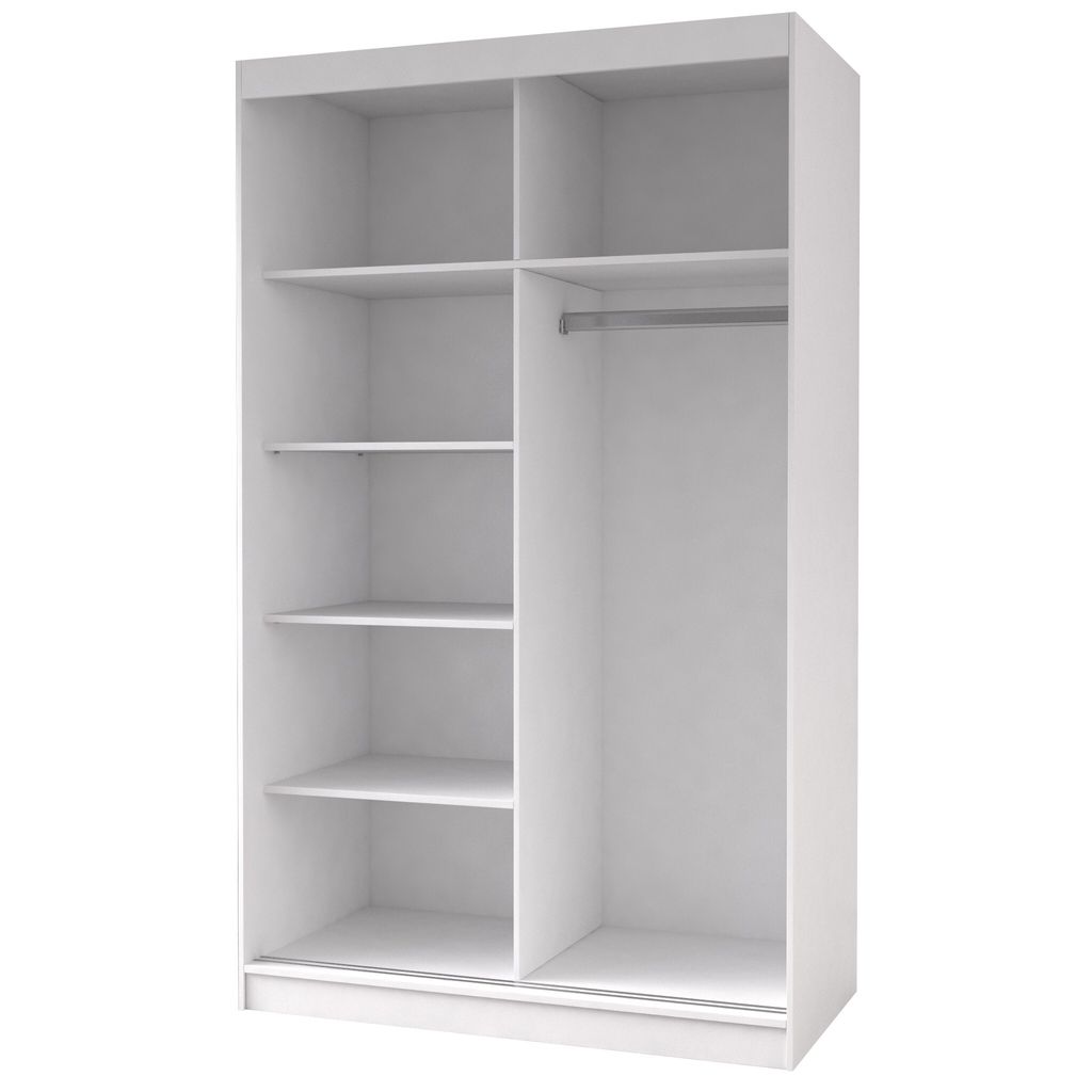 Schwebetürenschrank Kleiderschrank Schrank 120 cm Weiß/Weiß Produktbild 5
