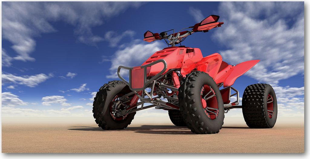 Tulup Leinwandbild -100x50 cm - Wandkunst - Drucke auf Leinwand - Leinwanddruck - Fahrzeuge - Rot - Quad in der Wüste