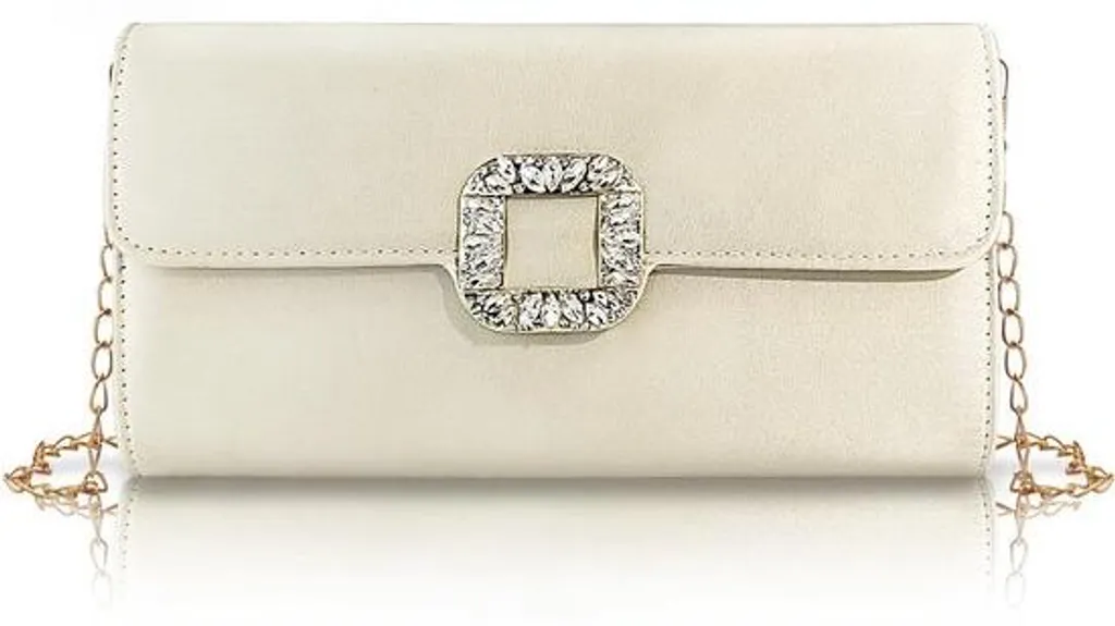 Pochette femme beige en polyester avec fine bandoulière de 100 cm
