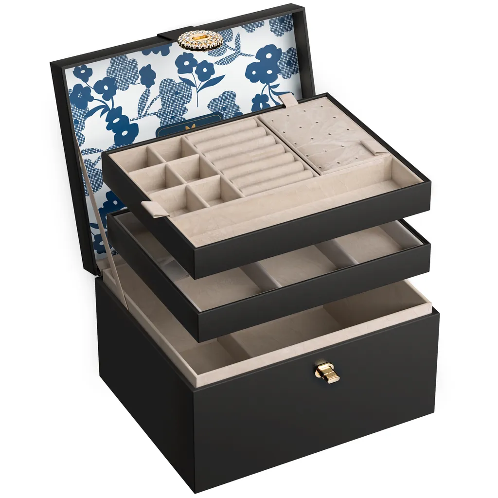 Grand Coffret à bijoux à étages AdelDream avec compartiments de rangement