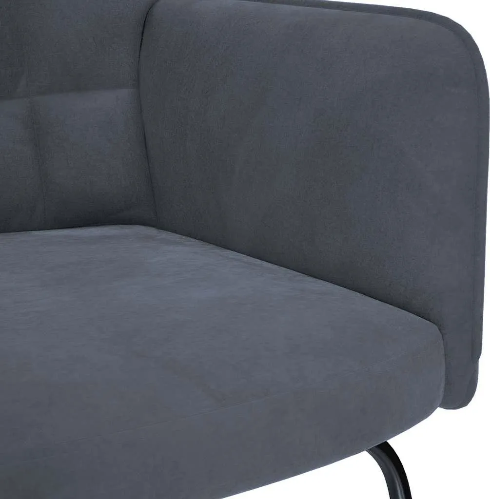 vidaXL Sedia a dondolo con sgabello in velluto grigio scuro - 7