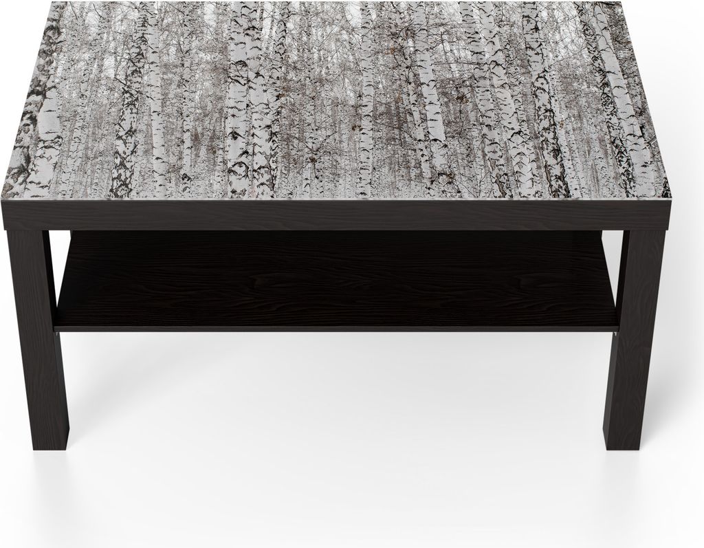 DEQORI Couchtisch 90x55 cm Schwarz 'Birkengeheimnis' Glas Beistelltisch Glastisch modern