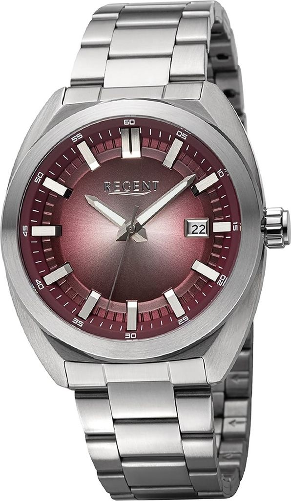 Regent Metall Herren Uhr Armbanduhr Quarz silber Metallarmband D2URBA826