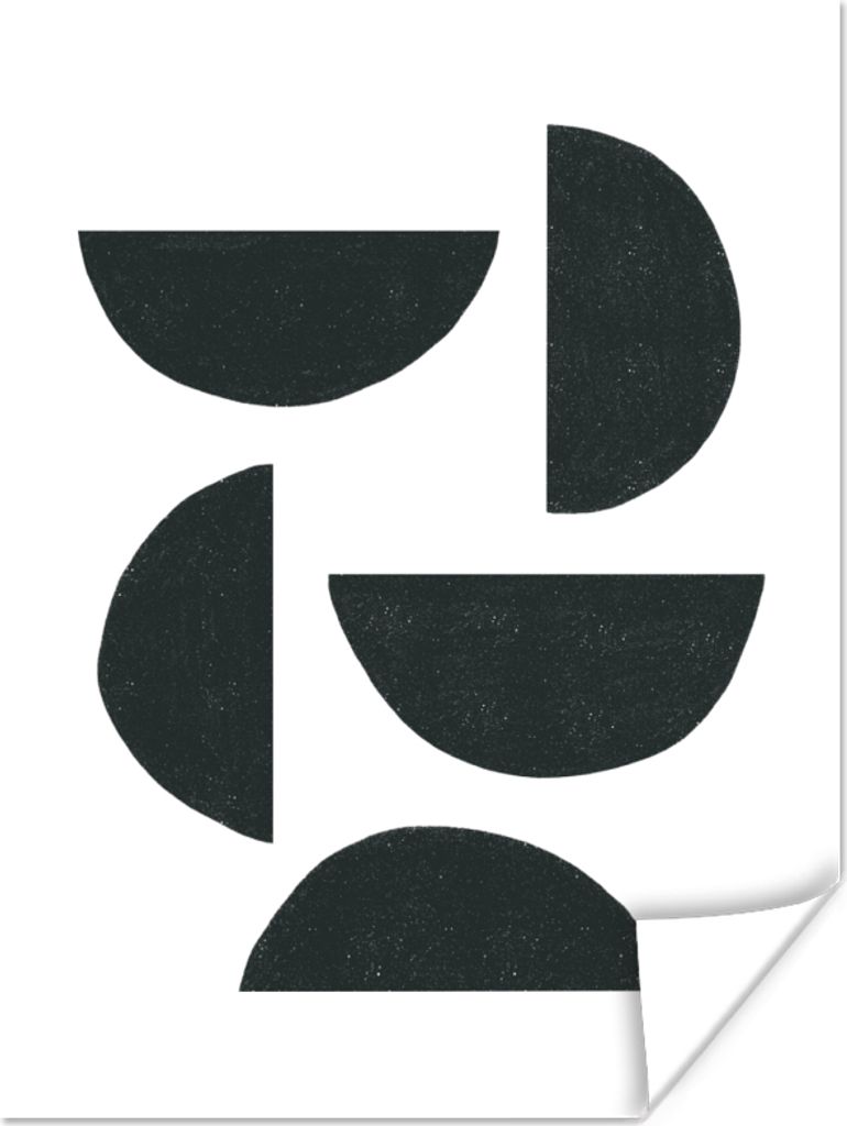 MuchoWow Poster Geometrische Figuren - Abstrakt - Schwarz 60x80 cm - Schlafzimmer Dekoration