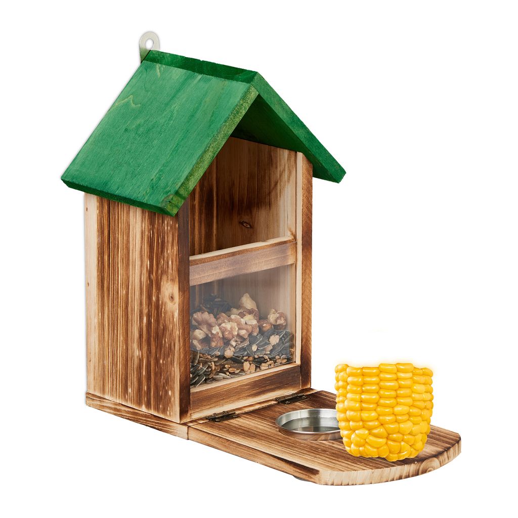 Relaxdays Eichhörnchen Futterhaus, Holz, Produktbild 