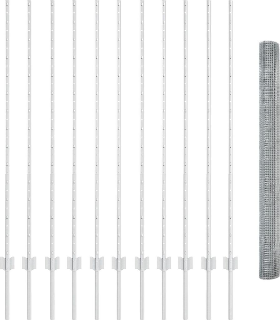 Eleganten-Stil Geschweißter Drahtzaun mit 22 U-Pfosten Silber 1,4x25 m Stahl - Zaunzubehör DE316135
