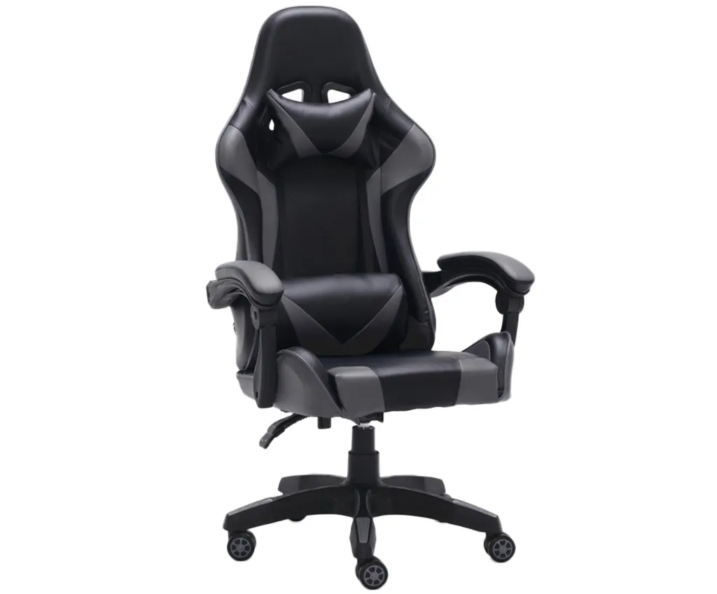 Chaise gaming LEMBIT noir gris - Finissez-en avec le mal de dos au bureau