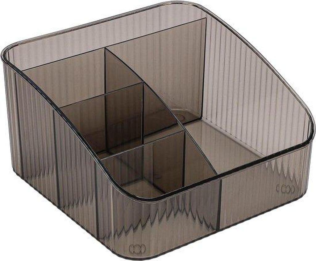 Makeup-Organisator für Büro, Garderobe und Bad mit 5-Fach Kosmetik-Abstellplatz, Schreibtisch-Organizer, Grau