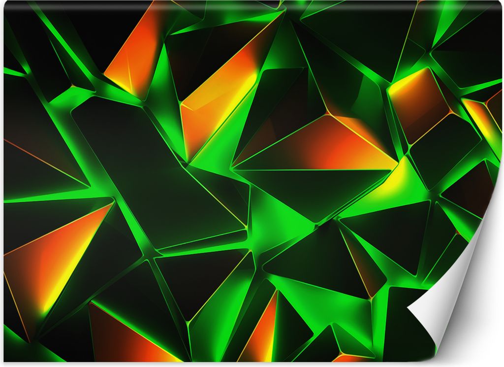 Vlies fototapete Grüne geometrische 3D-Abstraktion 200x140 cm Feeby Grün inkl. Kleber einfache Montage