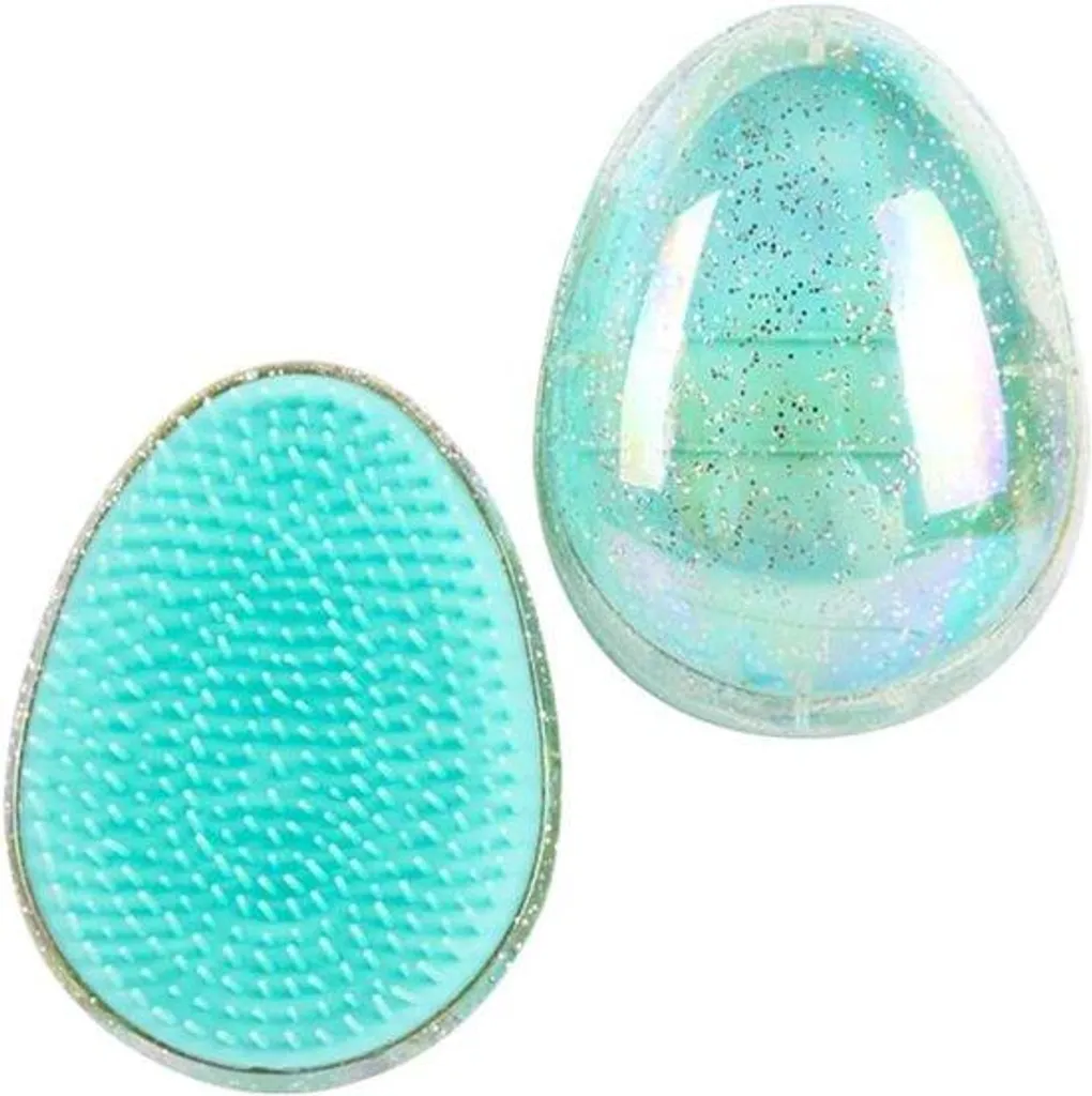 Brosse à cheveux picots souples anti-nœuds verte 8,5cm forme ergonomique