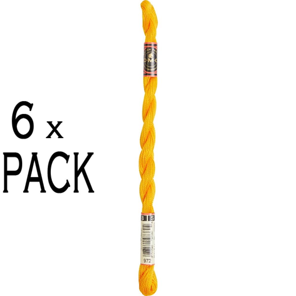 6x DMC Perlgarn Stärke 8, 25 m, 115AR/8-972, VPE