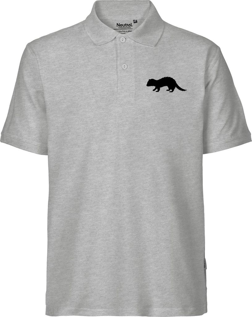 Huuraa Herren Polo Shirt Frettchen Silhouette XL Sport Grey Bio Baumwolle Fairtrade Poloshirt Geschenkidee