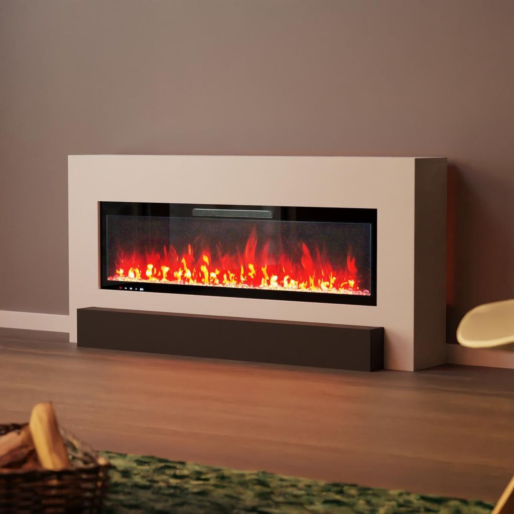 Glow Fire Elektrokamin 'Hestia 127 Weiss' | LED Standkamin in weiß mit Heizung (1500 W) | HxBxT: 75x156x35 cm