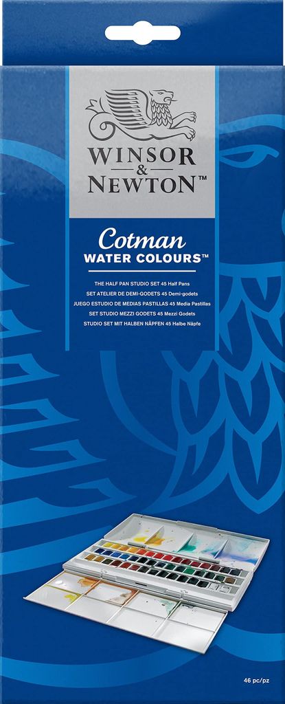 Winsor & Newton 0390471 Cotman Half Pan Studio-Aquarellfarben Set, lebendige Wasserfarben mit hoher Lichtechtheit, große Farbauswahl, Alterungsbes...