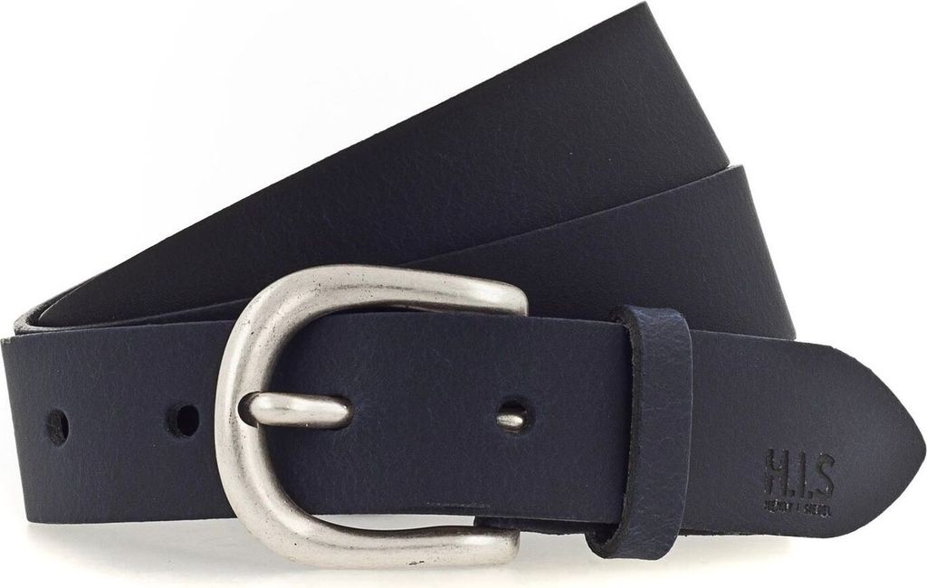 H.I.S Leder Gürtel 30mm Leather Belt W75 Navy blau