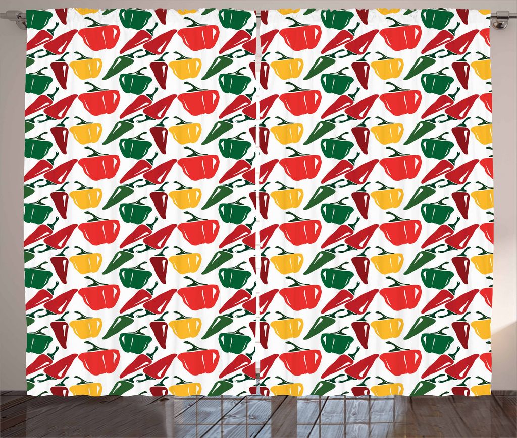 ABAKUHAUS Pfeffer Rustikaler Vorhang, Ackerland Produzieren Bio, Wohnzimmer Universalband Gardinen mit Schlaufen und Haken, 280 x 175 cm, Mehrfarbig