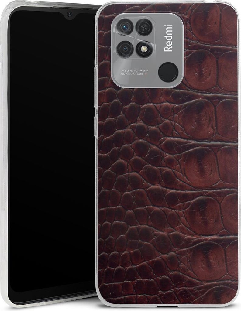 DeinDesign Slim Hülle für Xiaomi Redmi 10C Silikon Case Ultra Dünn Handyhülle Animalprint Krokodil Leder