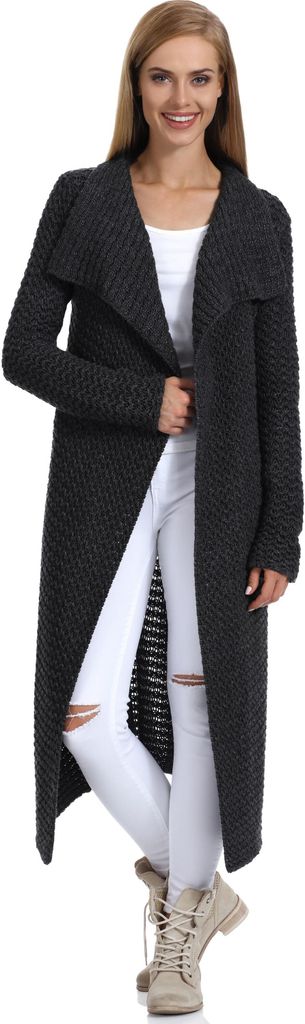 Merry Style Damen Strickjacke H4Z3L (Schwarz, S/M)