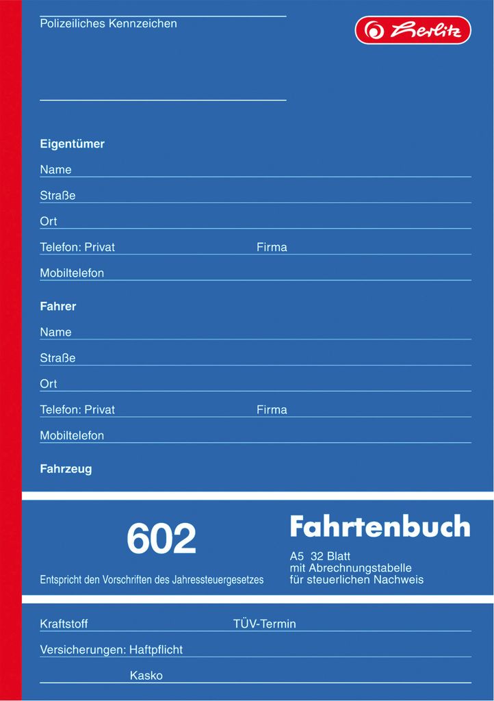 A form book with fields for vehicle registration, owner, driver, and vehicle details.
