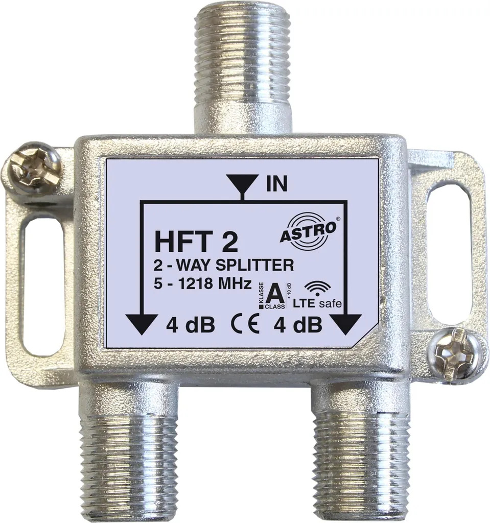 Splitter TV pour 2 téléviseurs répartiteur coaxial large bande 4dB