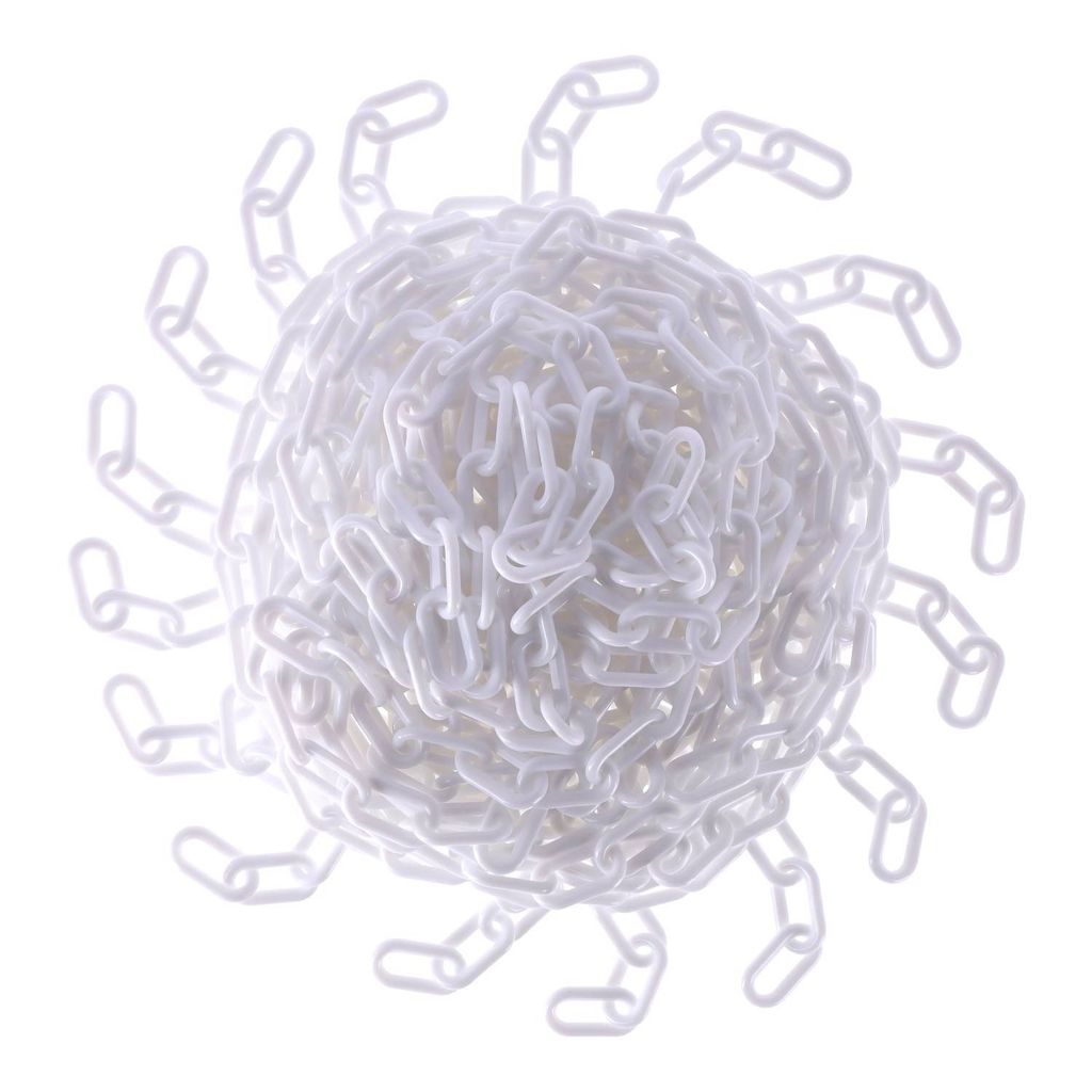 TIBU Absperrkette Kunststoff Warnkette Kunststoffkette 8 mm Stärke - Weiß - Länge 50 cm - witterungsbeständig und stabil