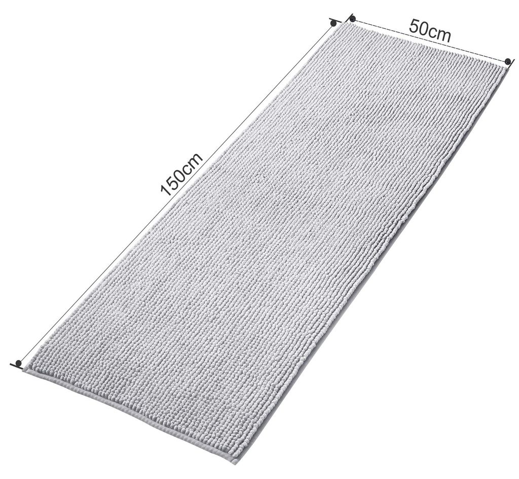 Weiche Chenille Badmatte, Rutschfest und Absorbierend, Grau Produktbild 