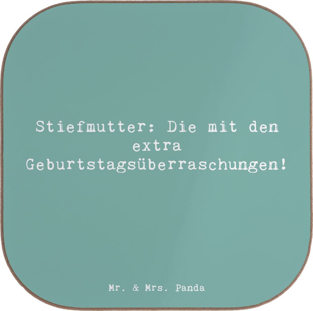 Mr. & Mrs. Panda Untersetzer Tasse Spruch Stiefmutter Überraschungen - Meeresbrise - Geschenk, für Gläser, herzerwärmende Sprüche, bierunterse...