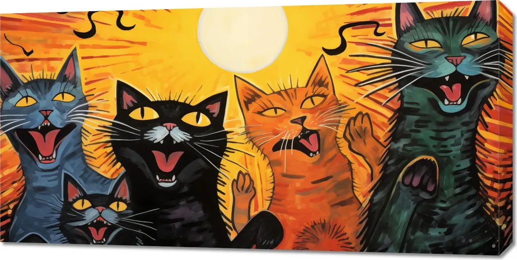 Tableau Chat Musicien 100x50 cm - Déco Idéale pour Salon et Chambre