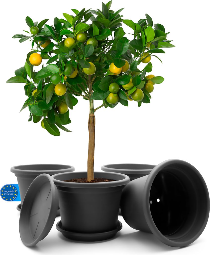 BigDean 4 Stück Blumentopf mit Untersetzer rund ø 35 cm Produktbild 