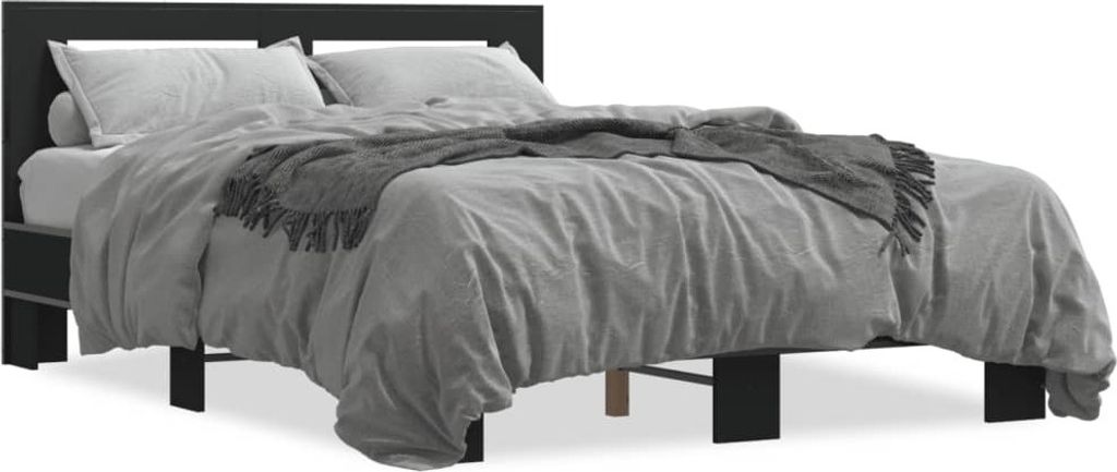 vidaXL Bettgestell Schwarz 140x200 cm Holzwerkstoff und Metall