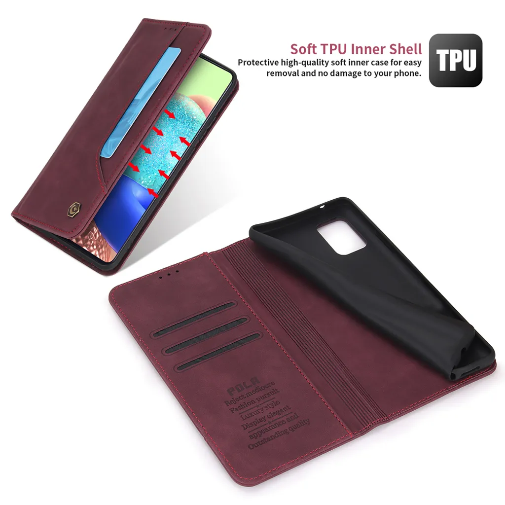 Custodia Samsung Galaxy A71 5G Vintage Rosso: Eleganza in Finta Pelle - 4