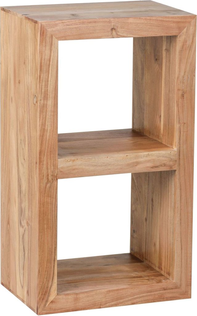 Standregal MUMBAI Massivholz Akazie 88 cm hoch 2 Böden Design Holz-Regal Naturprodukt Beistelltisch Landhaus-Stil