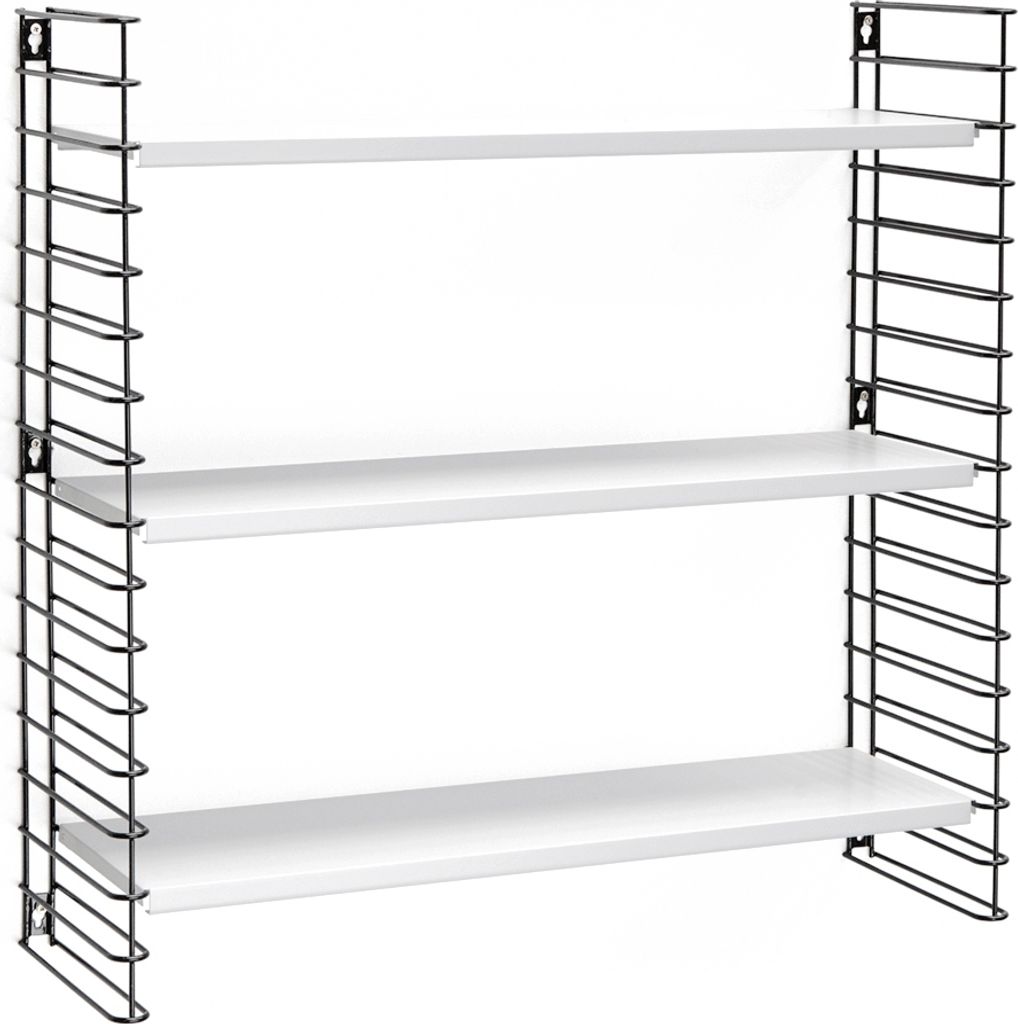 METALTEX 377603076 Bücherregal TOMADO mit 3 weißen Böden u. schwarzen Seiten / Hängeregal / TOMADO-Regalsystem